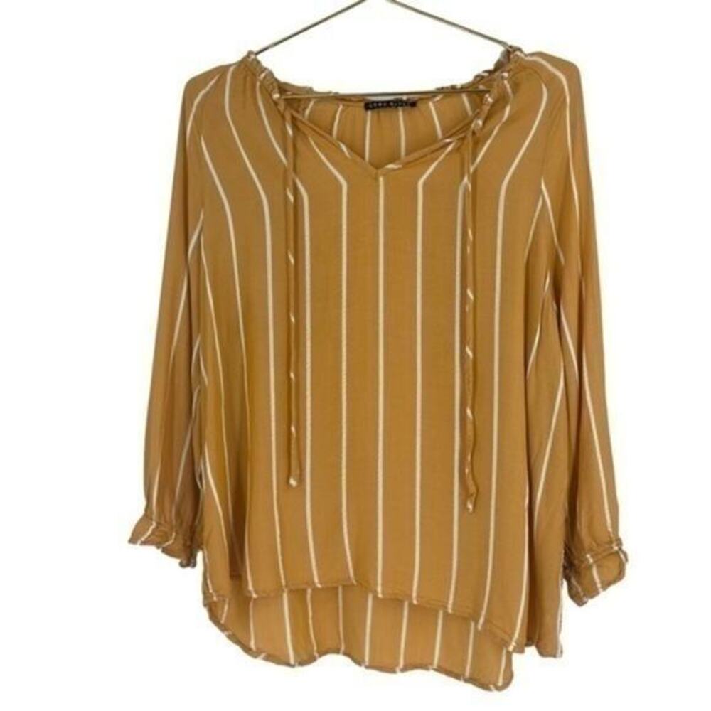 Como Black Top Plus size large shirt Stripe casual